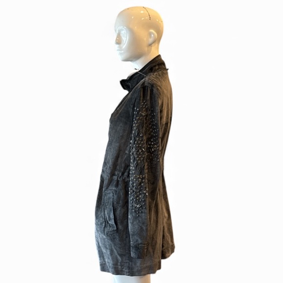 Free People Dark Gray Velvet Jacket with Emnellished Sleeves Size XS - Picture 4 of 12